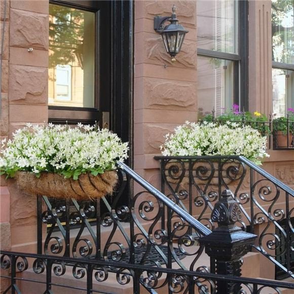 8Bundles Artificial Daffodils Flowers,FakeArtificial Greenery UVResistant(White) - Picture 2 of 7